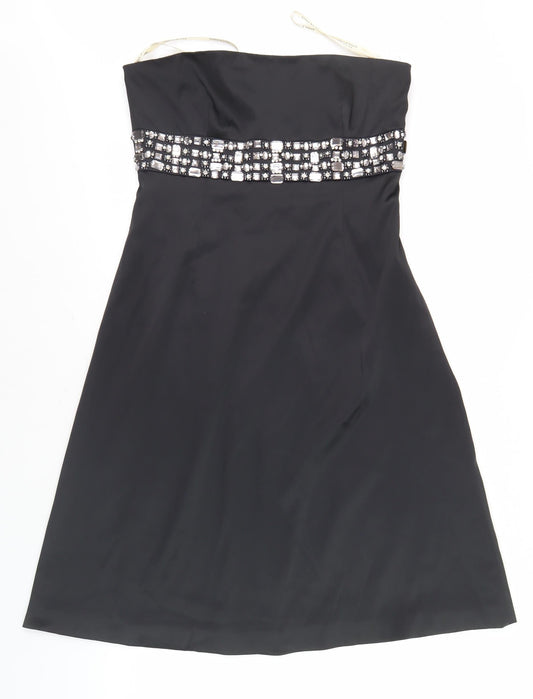 Karen Millen Women’s Black A-Line Beaded Strapless Dress