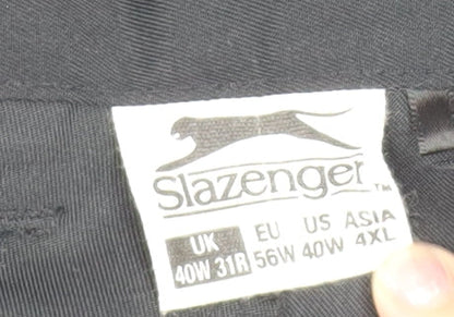 Slazenger Men's Black Trousers 4XL Flat Front