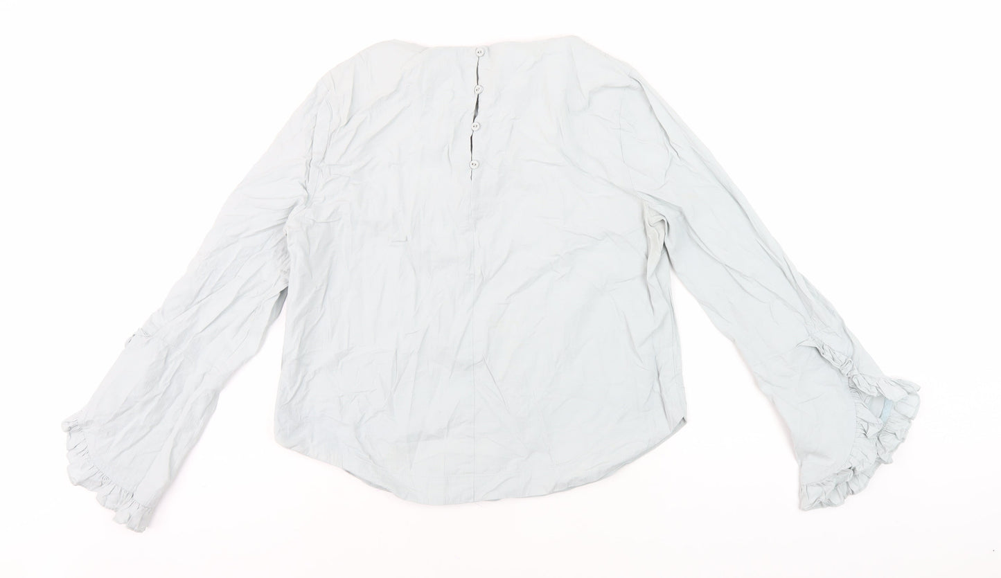 Womens UK Size 12 Oliver Bonas Blue Basic Blouse