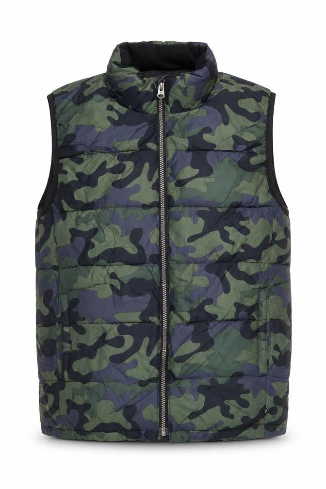 Front view of Gap Teens Green Camouflage Puffer Waistcoat 2XL