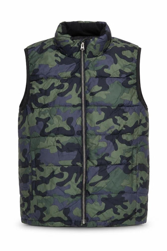 Front view of Gap Teens Green Camouflage Puffer Waistcoat 2XL