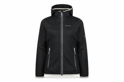 Front view of Craghoppers Women's Black Hooded Jacket, size 8