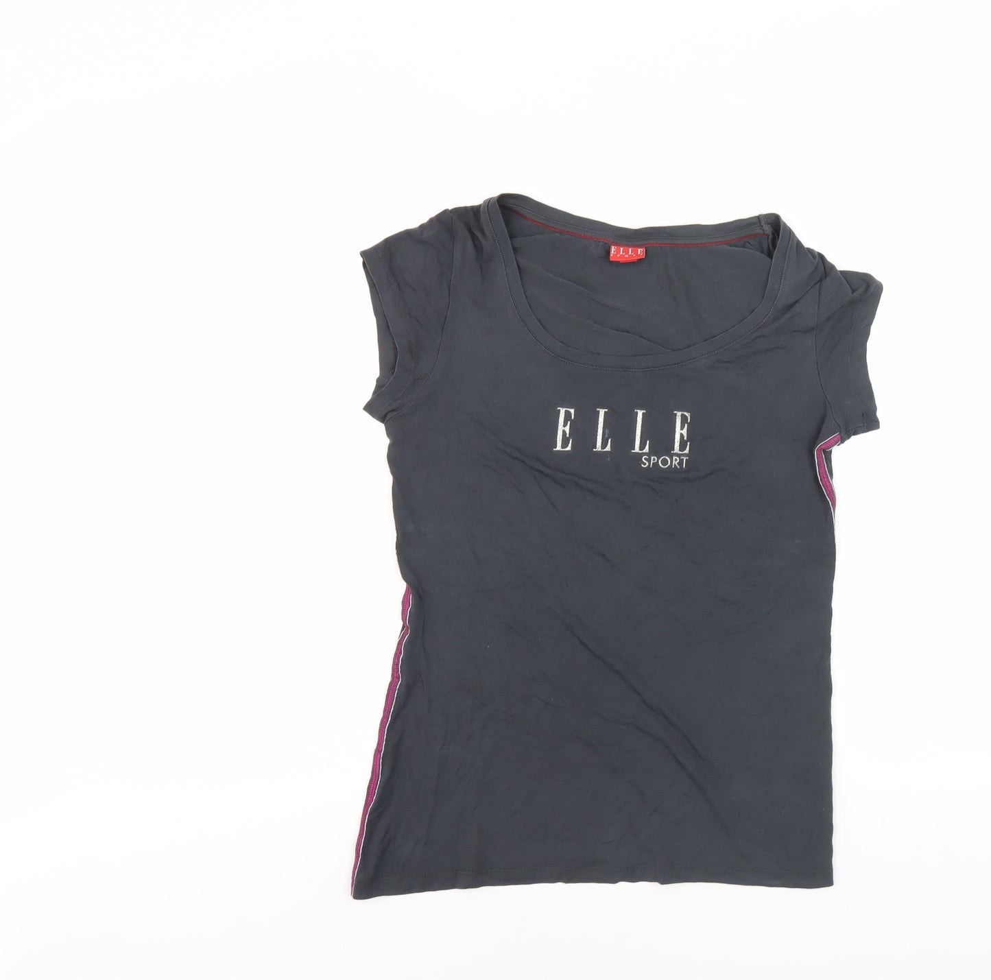 ELLE Women's Black Size 12 T-Shirt, Short Sleeve, Casual