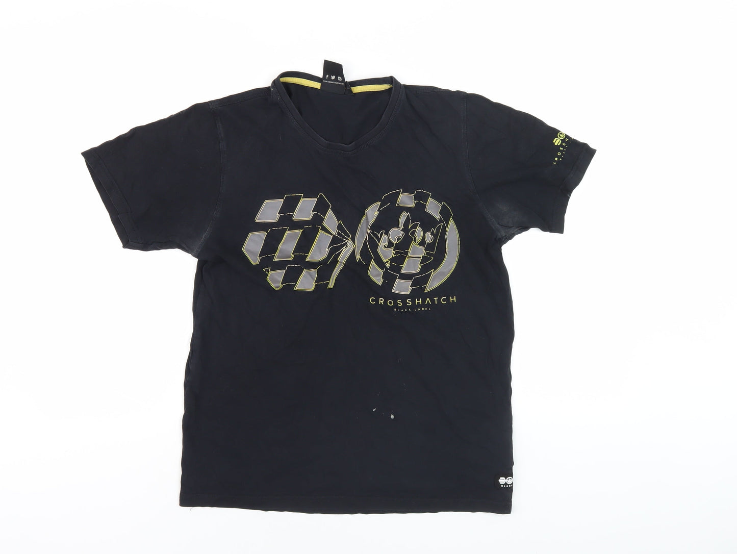 Mens UK Size S Crosshatch Black  T-Shirt