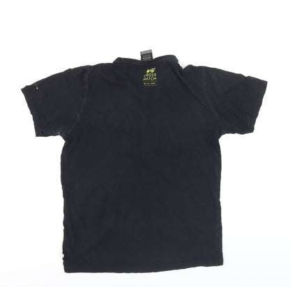 Mens UK Size S Crosshatch Black  T-Shirt