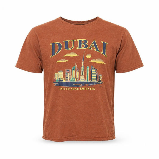 Dubshi Men’s Brown Dubai Graphic Print T-Shirt L