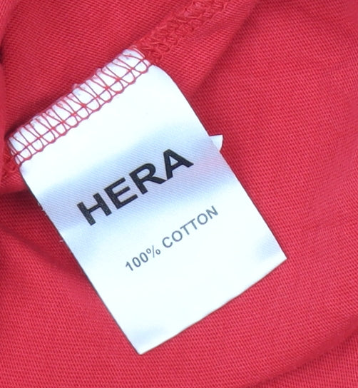 HERA Men's Red T-Shirt, Size S, Casual Short Sleeve