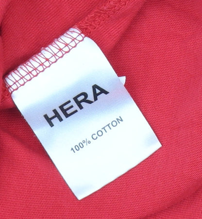 HERA Men's Red T-Shirt, Size S, Casual Short Sleeve