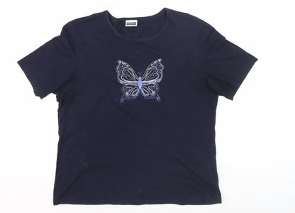 Womens UK Size M Anne de Lancay Black Basic T-Shirt