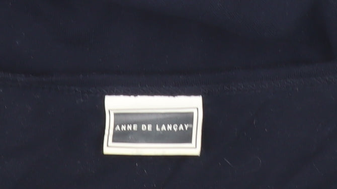 Womens UK Size M Anne de Lancay Black Basic T-Shirt