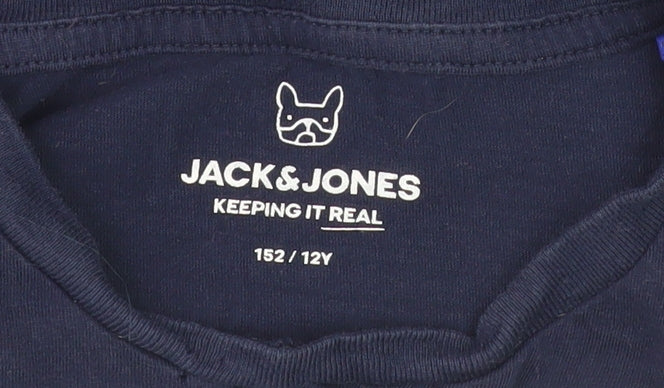 Jack & Jones Boys Blue T-Shirt Size 12Y Logo Casual Wear