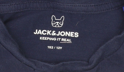 Jack & Jones Boys Blue T-Shirt Size 12Y Logo Casual Wear