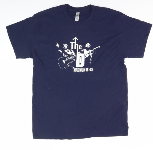 Mens UK Size L Gildan Blue  T-Shirt