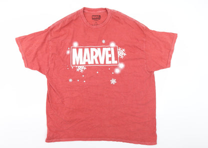 Marvel Red Christmas Men's T-Shirt L Short Sleeve
