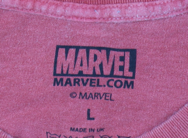 Marvel Red Christmas Men's T-Shirt L Short Sleeve