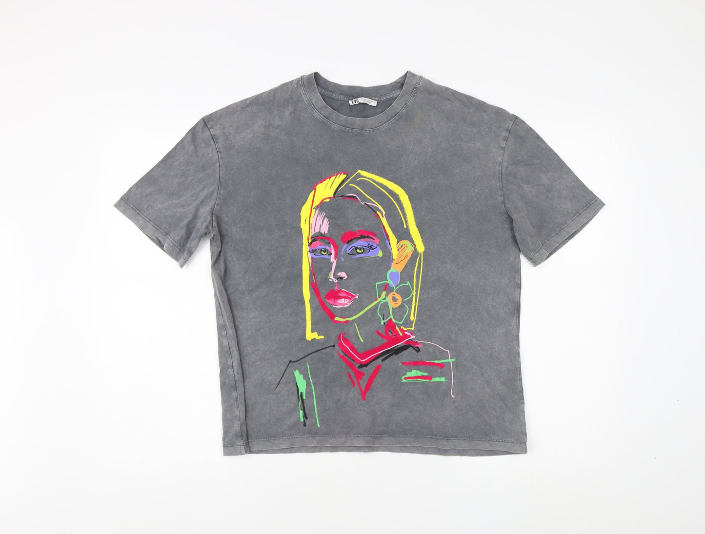 Womens UK Size 2XS Zara Grey Basic T-Shirt