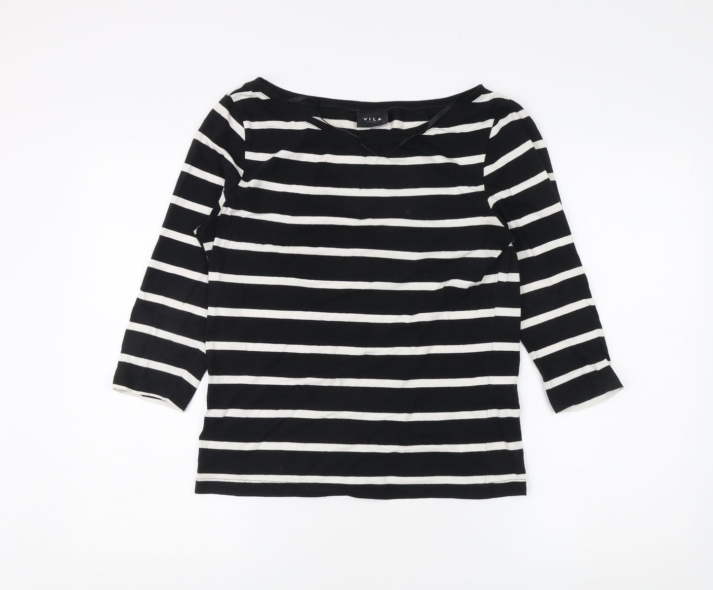 Womens UK Size S VILA Black Basic T-Shirt