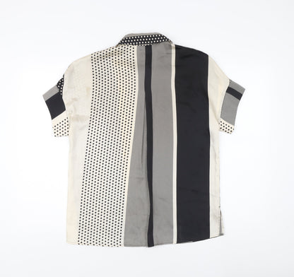 MNG Suit Women's Button-Up Shirt, Black Beige, XS