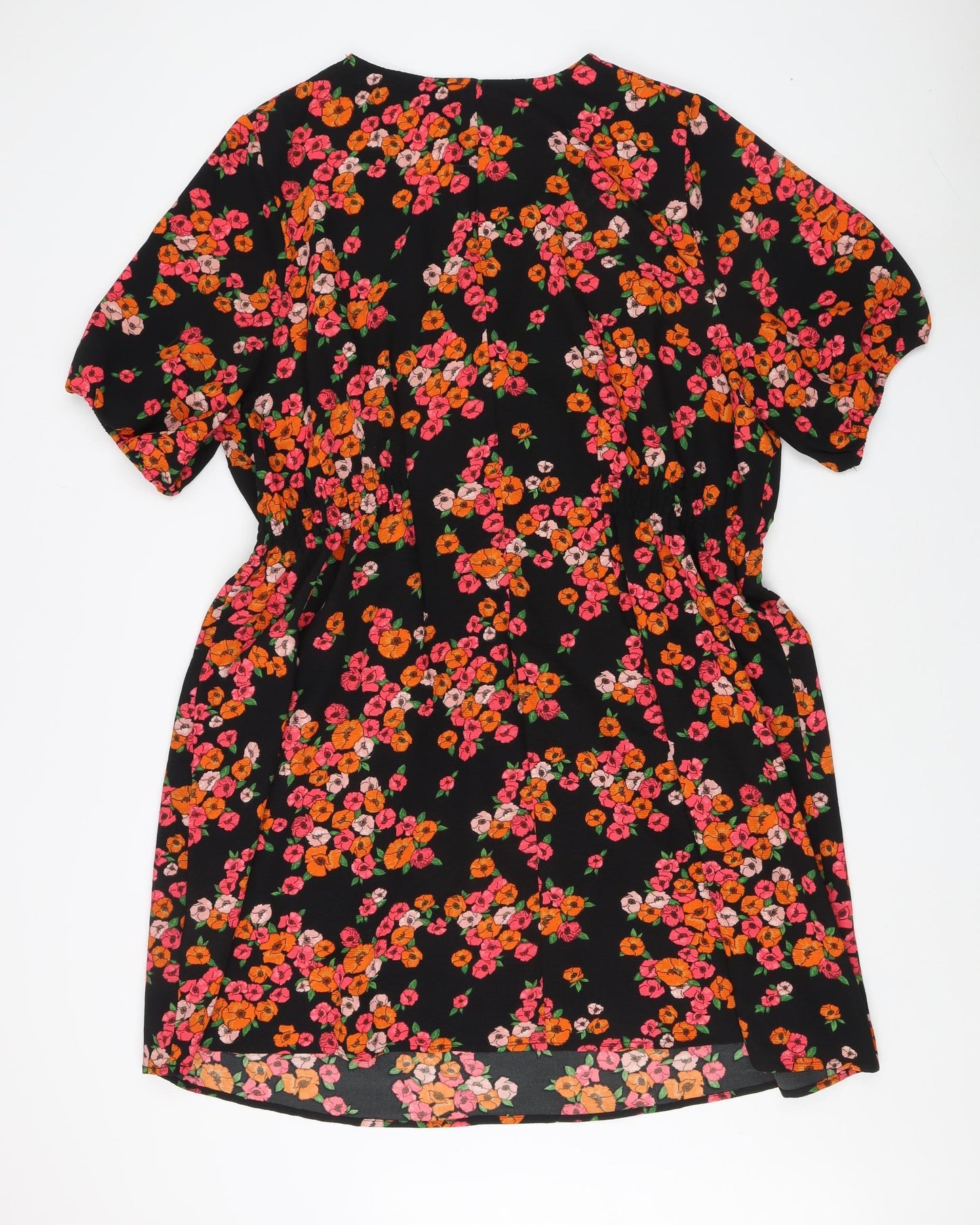 JDWilliams Women's Black Floral V-Neck Dress