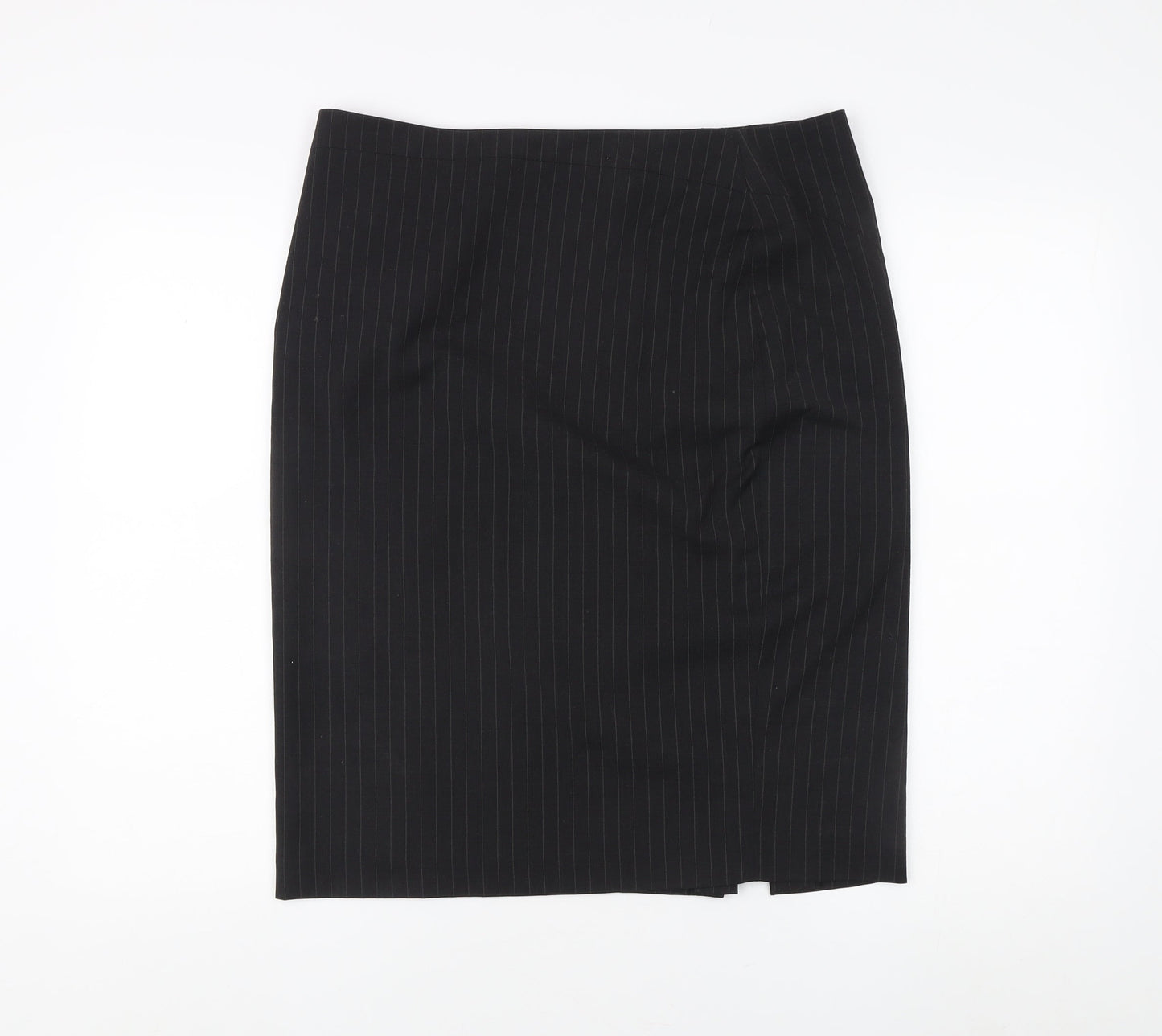 Brook Taverner Women’s Black Striped Pencil Skirt, Size 14