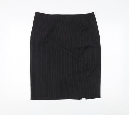 Brook Taverner Women’s Black Striped Pencil Skirt, Size 14