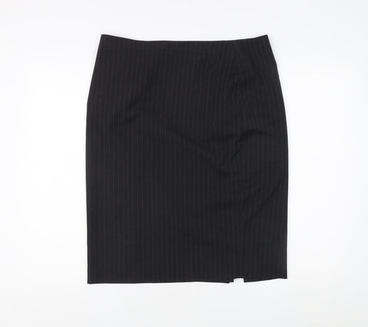 Brook Taverner Women’s Black Striped Pencil Skirt, Size 14