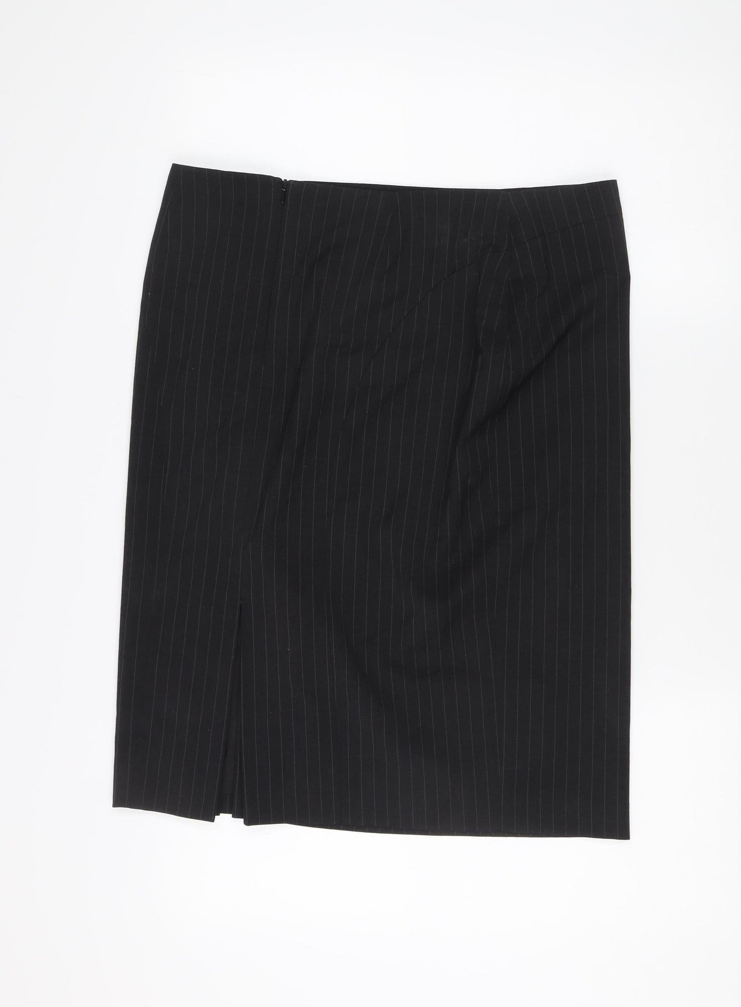Brook Taverner Women’s Black Striped Pencil Skirt, Size 14
