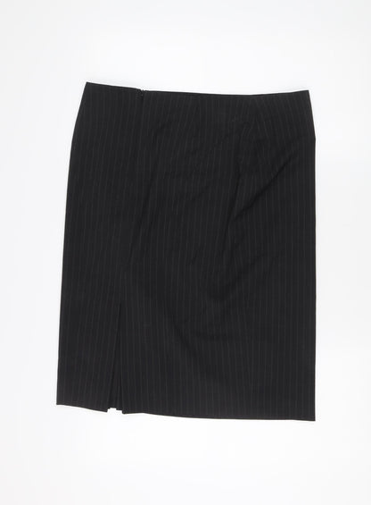 Brook Taverner Women’s Black Striped Pencil Skirt, Size 14