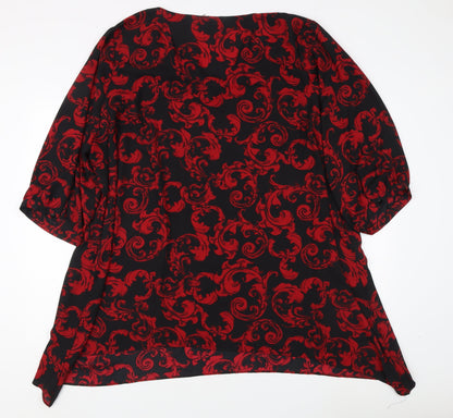 Ann Harvey Women's Red Geometric 3/4 Sleeve Top