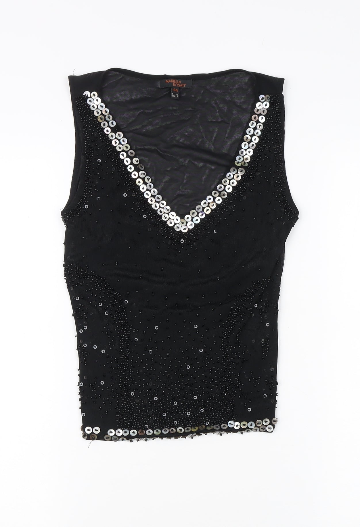Mariella Rosati Women's Black Sequin Tank, Size 16