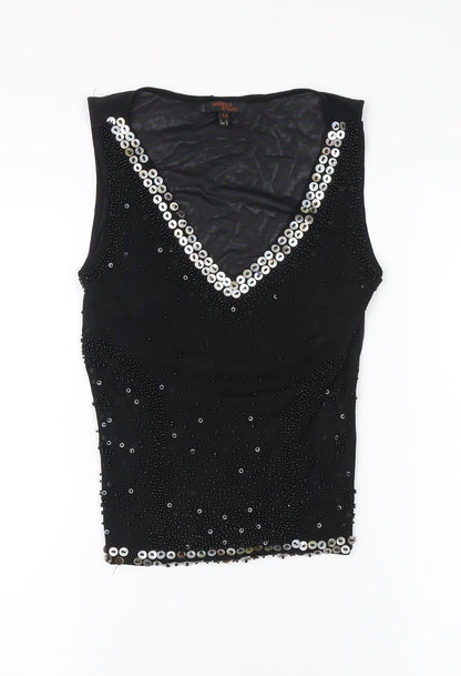 Mariella Rosati Women's Black Sequin Tank, Size 16