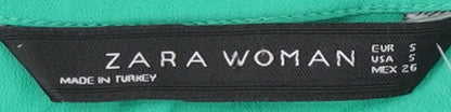 Womens UK Size 8 Zara Green Tunic Blouse