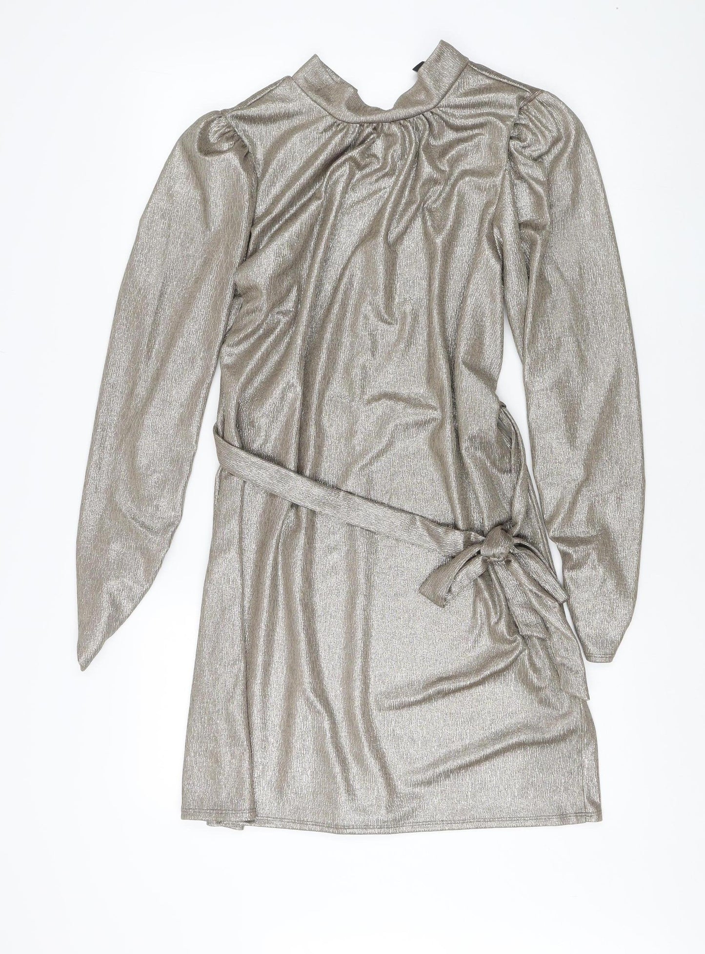 New Look Women's Silver Party Mini Dress Size 16