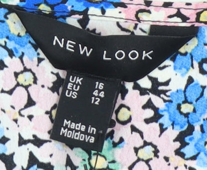 New Look Women's Floral Wrap Blouse Multicoloured UK 16