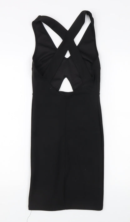 Bershka Women's Black Bodycon Dress Size 6 Party Clubwear