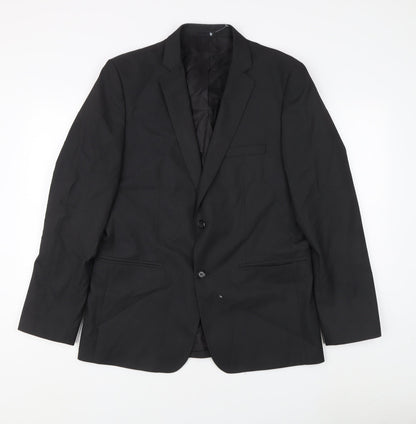 Zara Man Black Blazer, Men's 42, Two-Button Jacket