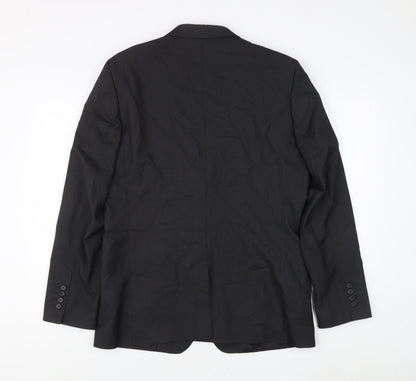 Zara Man Black Blazer, Men's 42, Two-Button Jacket