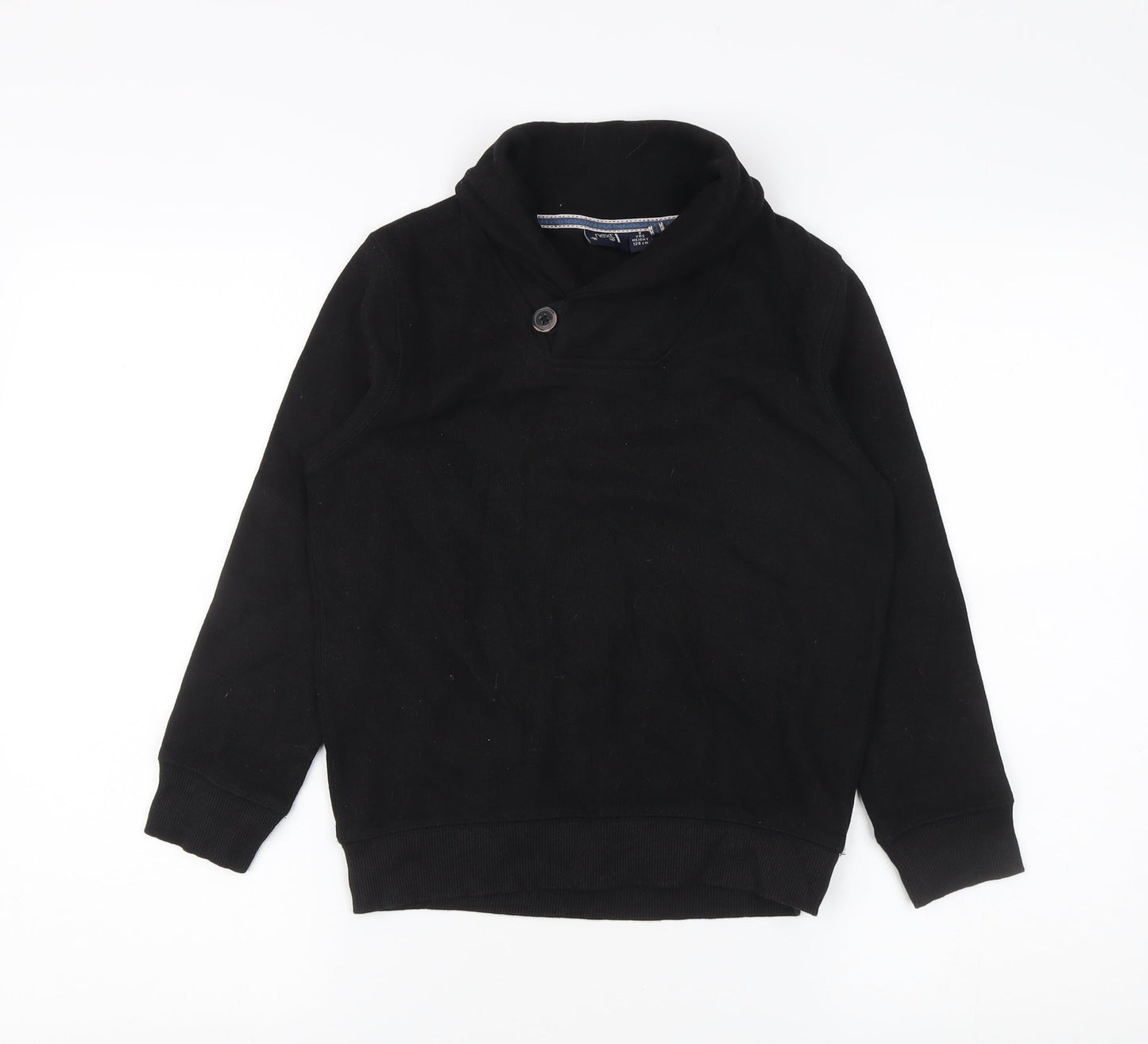 Next Boys Black High Neck Sweatshirt 8-9 Years with Button Accent