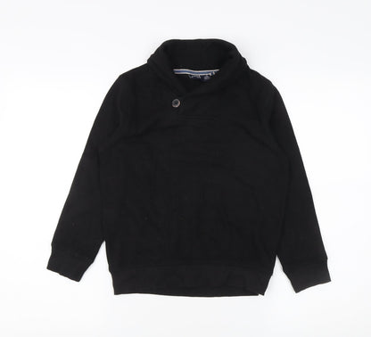 Next Boys Black High Neck Sweatshirt 8-9 Years with Button Accent