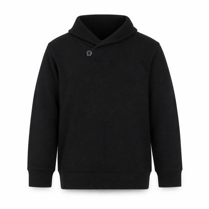 Front view of Next boys’ black high neck sweatshirt 8-9 years with button accent