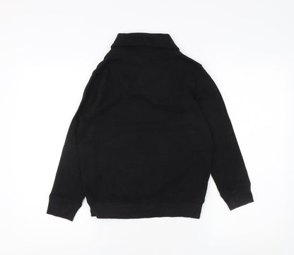 Next Boys Black High Neck Sweatshirt 8-9 Years with Button Accent
