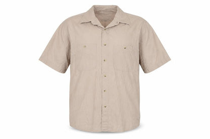 St. Bernard Men's Beige Short Sleeve Button-Up Shirt L