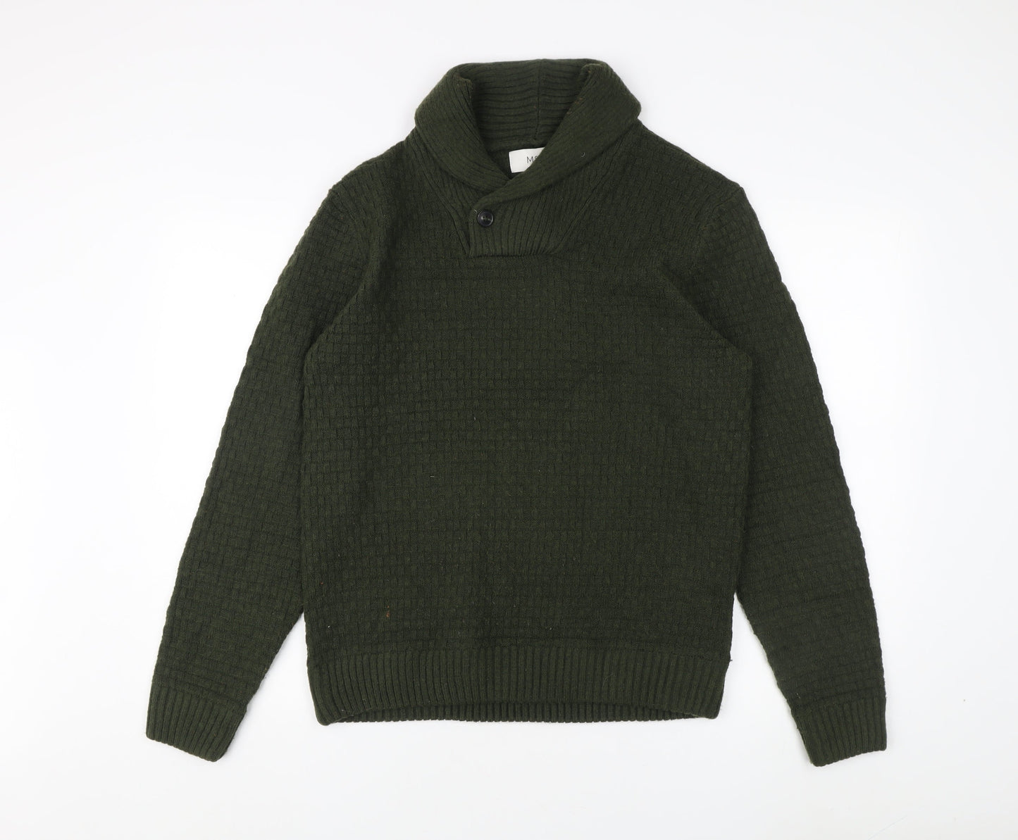 Marks and Spencer Green Mock Neck Pullover - Men's M