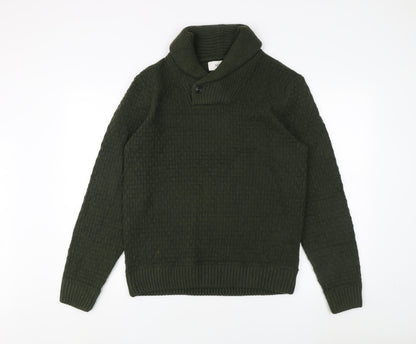Marks and Spencer Green Mock Neck Pullover - Men's M