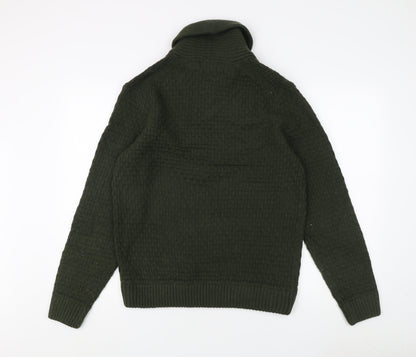 Marks and Spencer Green Mock Neck Pullover - Men's M