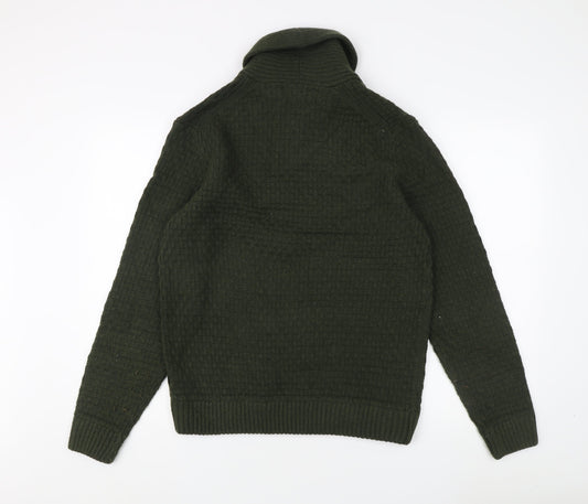 Marks and Spencer Green Mock Neck Pullover - Men's M