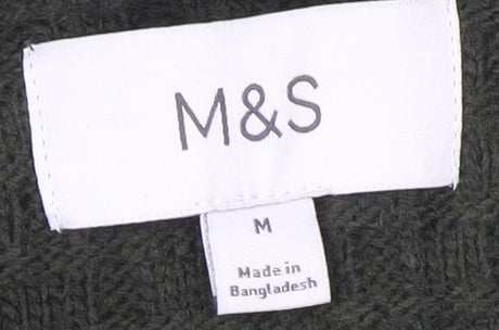 Marks and Spencer Green Mock Neck Pullover - Men's M