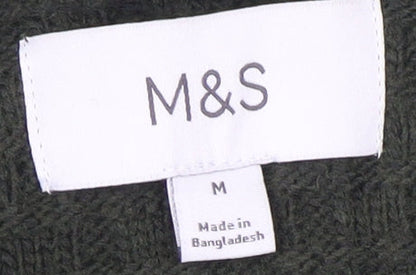 Marks and Spencer Green Mock Neck Pullover - Men's M