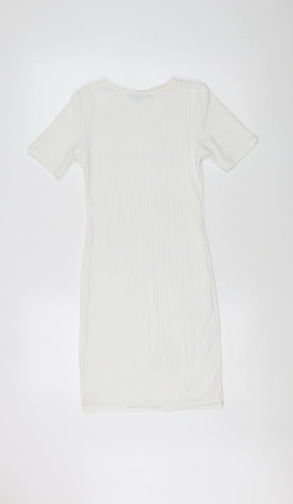 Boohoo Women's White Size 8 T-Shirt Dress