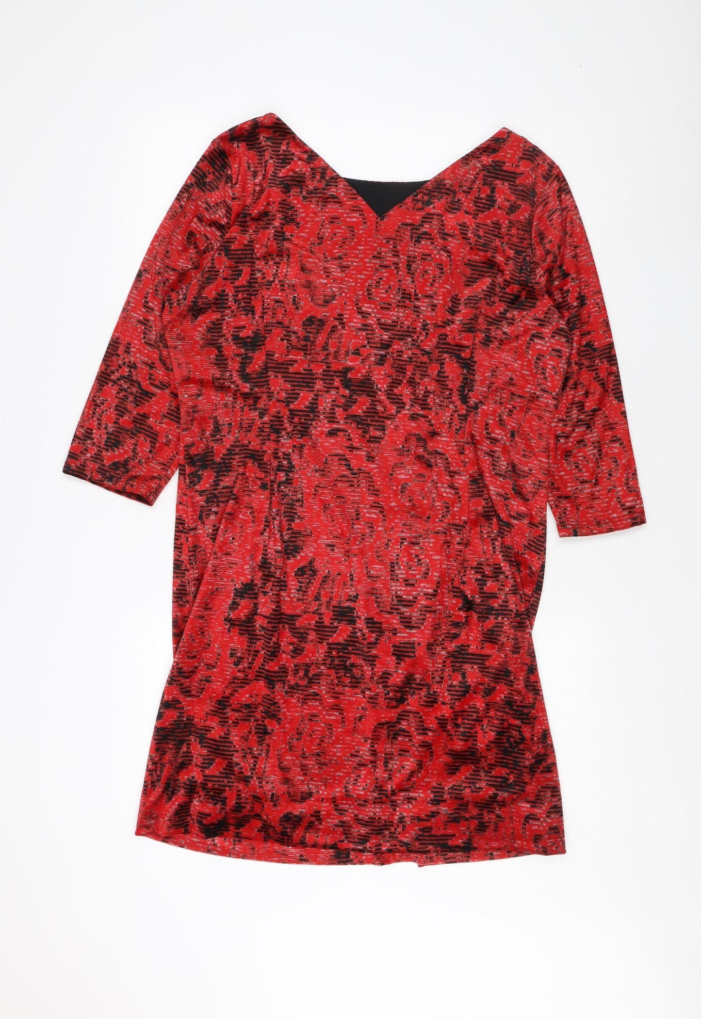 Marks and Spencer Women's Red Floral V-Neck Dress